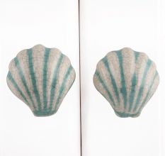 Sea Green Cream Sea Shell Dresser Knob